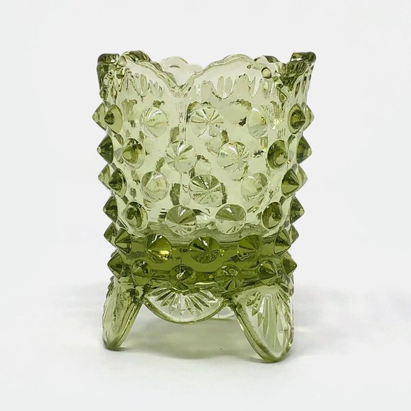Vintage Fenton Hobnail Green Glass Toothpick Holder - Picture 1 of 4
